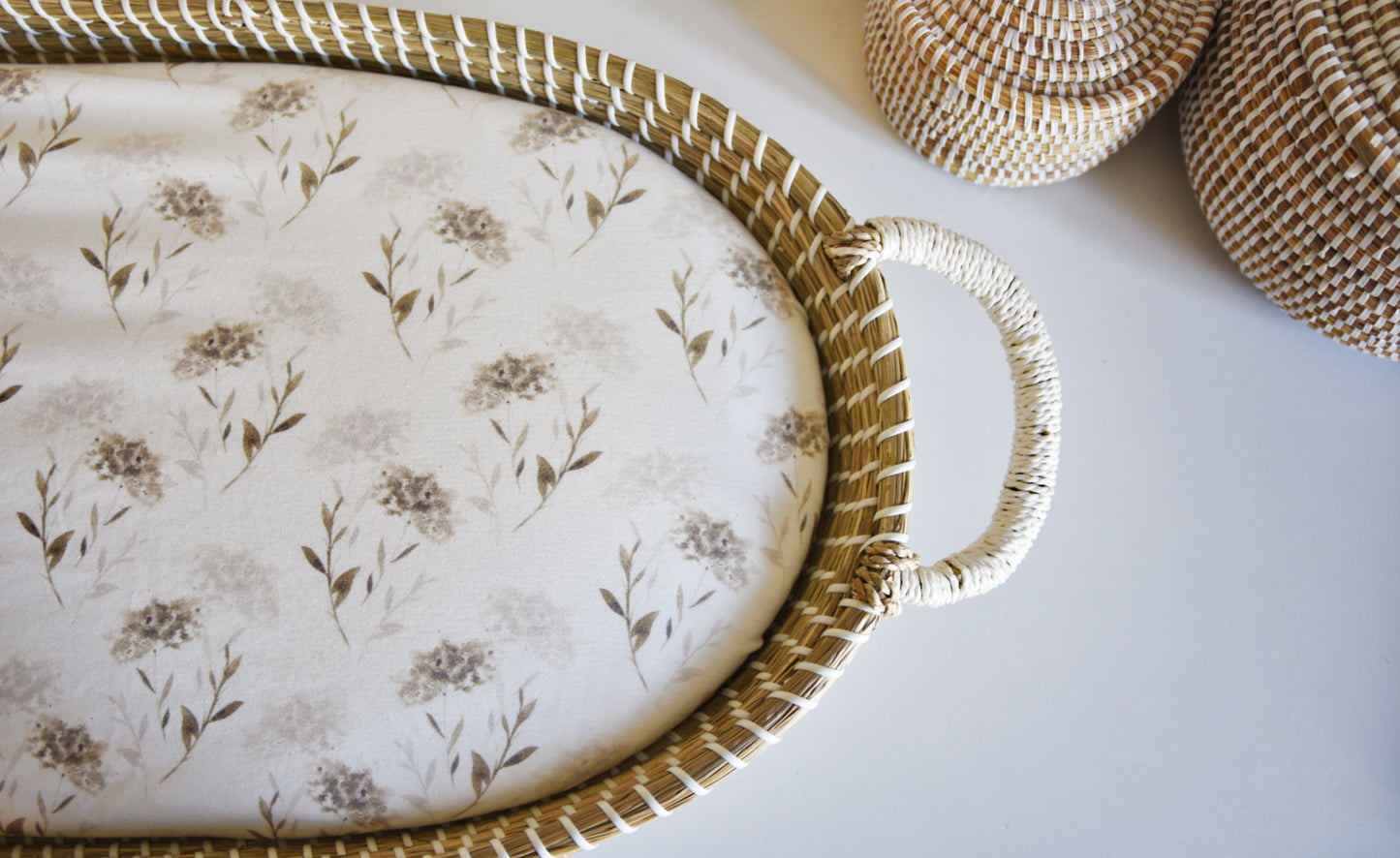 Matrashoes verschoonmand Kwantum / mozesmandje "Beige flowers"