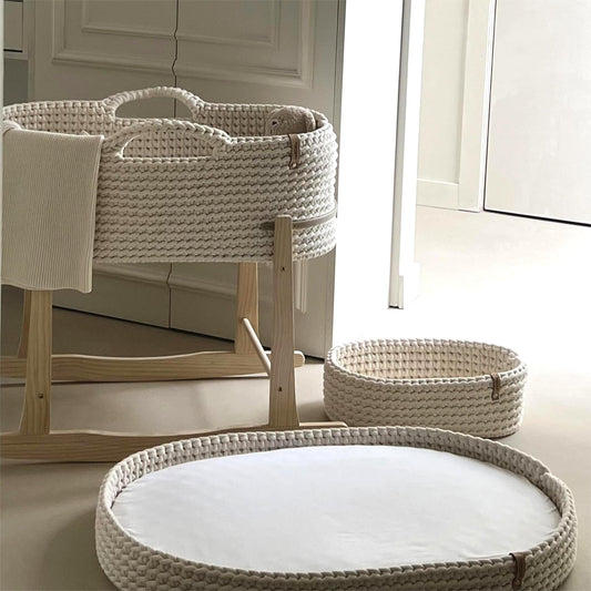 Mozesmandje Complete SET | Handgehaakt | Kleur naar Keuze | Incl matrassen en moltons