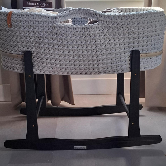Mozesmandje Standaard | Houten Wiegstandaard [mat zwart]