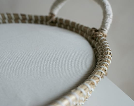 Matrashoes verschoonmand kwantum / mozesmandje "Rib wit"