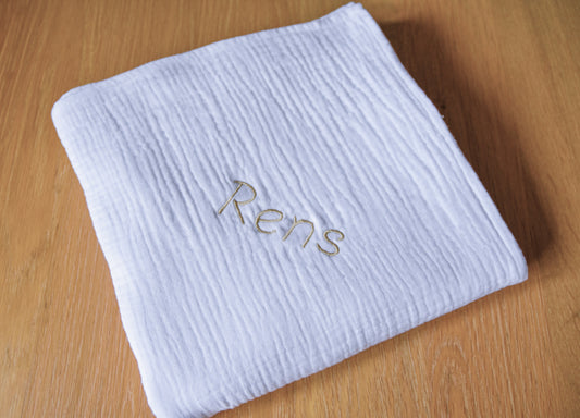 Hydrofiel doek 100x100cm met naam "wit"
