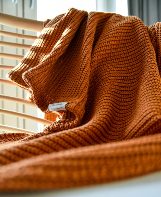 Deken Gebreid "Cognac"